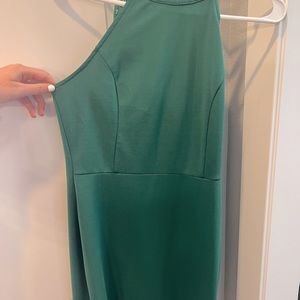 Emerald green fitted halter dress